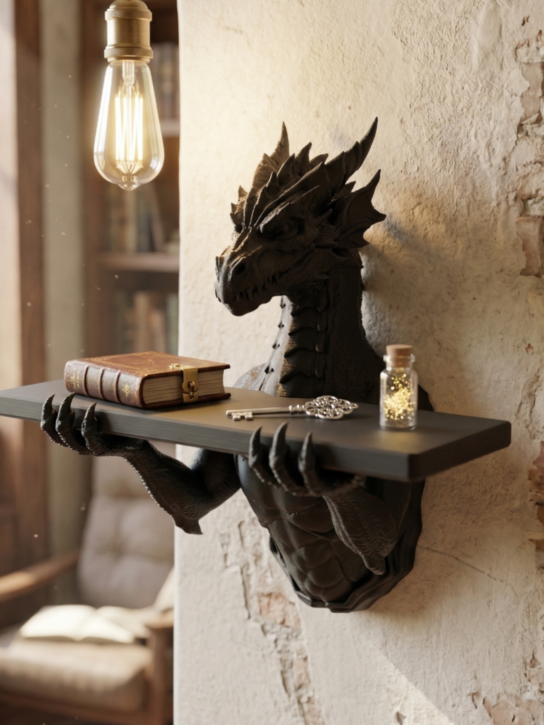 1779717487290 Étagère murale Dragon - Le Gardien du Grimoire – Image 1