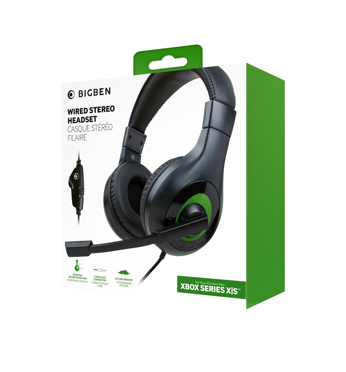 618JwWiQefL Nacon Casque stéréo Gaming pour Xbox Series, Compatible Xbox One,ps4,ps5,switch,pc,portable avec Microphone orientable et détachable. Couleur: Noir + Vert – Image 1