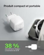 Belkin BoostCharge Chargeur Secteur 30W, Compact et Portable, USB-C Power Delivery, pour Tous modèles de l' Apple iPhone 17, Air, 16, 15, Samsung Galaxy, iPad, AirPods, Pixel, tablettes, etc. - Blanc – Image 6