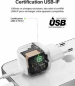 Belkin BoostCharge Chargeur Secteur 30W, Compact et Portable, USB-C Power Delivery, pour Tous modèles de l' Apple iPhone 17, Air, 16, 15, Samsung Galaxy, iPad, AirPods, Pixel, tablettes, etc. - Blanc – Image 4