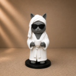 Figurine Chat de Café Impertinent – Décor Mignon et Décontracté