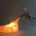 Lampe dragon crachant du feu