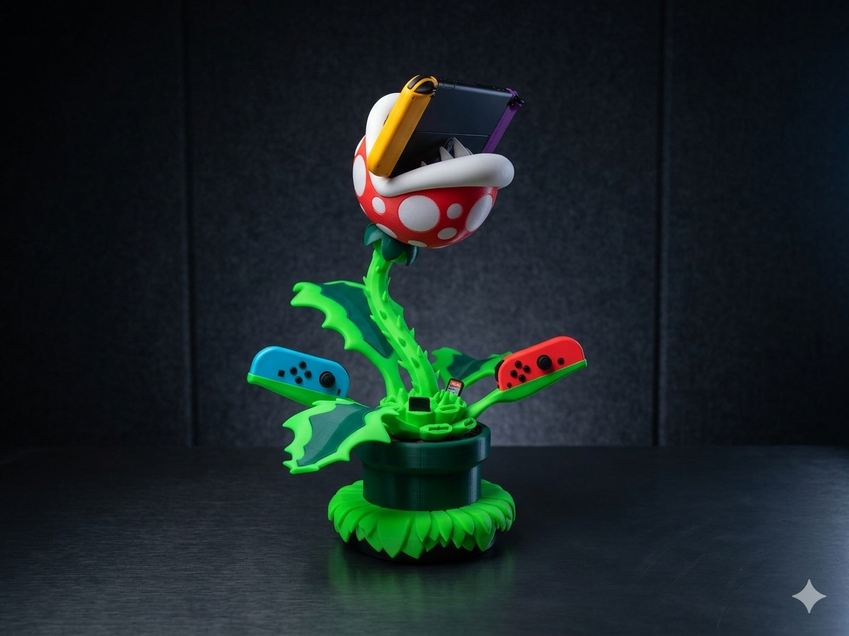 Gemini_Generated_Image_lke8kglke8kglke8 Support de la console Nintendo Switch en forme de Plante Piranha Mario – Image 1