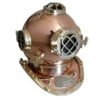 Casque de plongée marine antique - Casque de plongée marine - Taille complète - Bleu marine - Casque de plongeur en V Mark