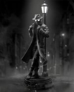 Figurine Détective Noir avec lampe